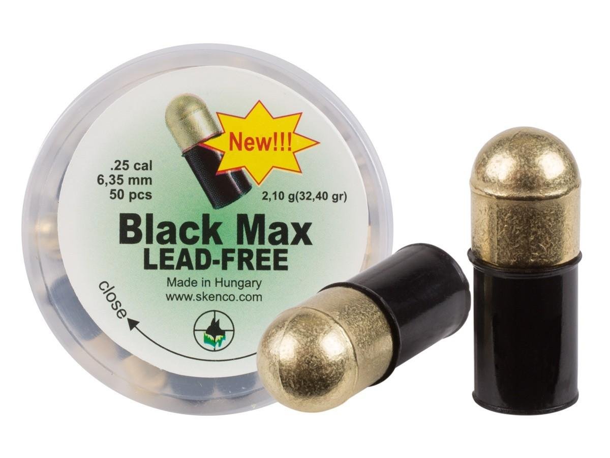 Skenco Black Max LeadFree Pellets, .25 Cal, 32.40 Grains, Domed 50ct