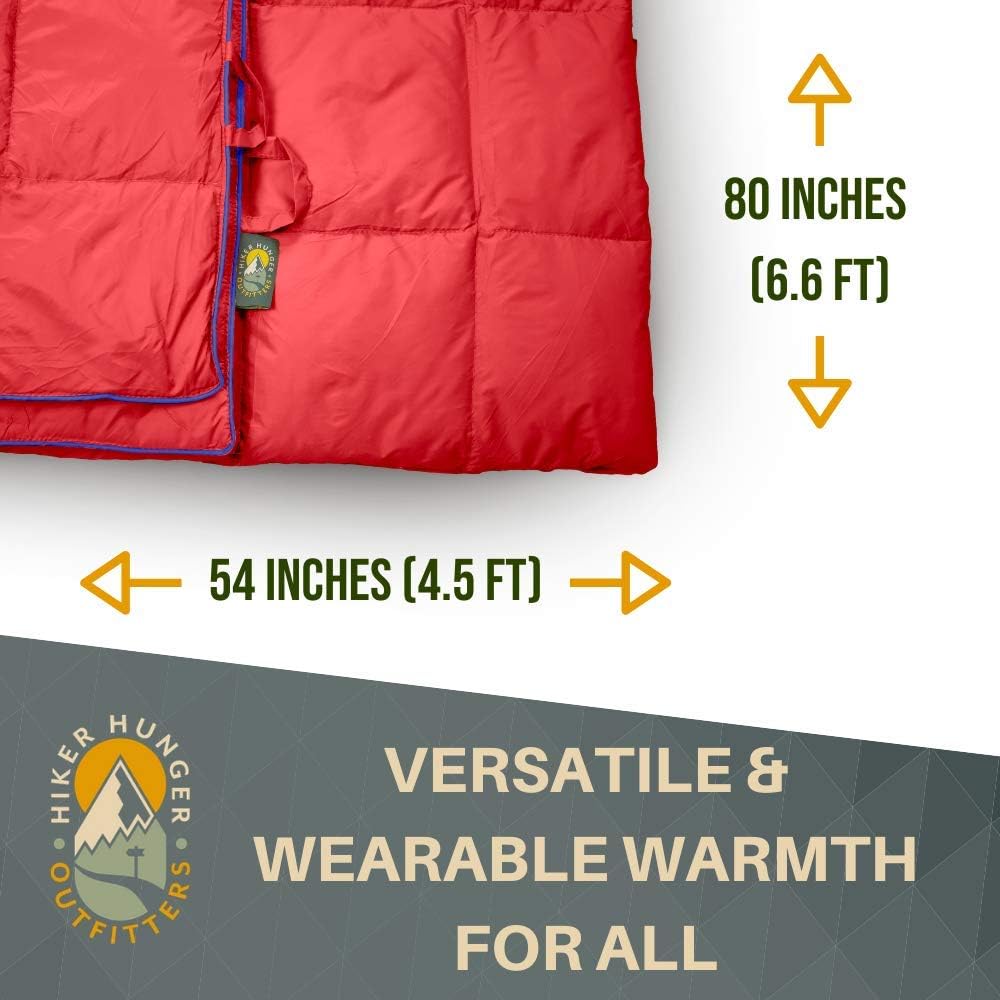 Hiker Hunger Outfitters | Extra Large Double Insulated Outdoor Camping Blanket | Easy to Pack, Waterproof, Durable, Lightweight & Warm | Best for Hiking, Backpacking, Stadium Events, Picnic Use | RED: Kitchen & Dining