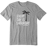 Life is Good Men's Crusher Tee Shirt, Short Sleeve Cotton Graphic T-Shirts, Every Day is Saturday