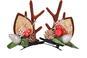 LATEEFAH Christmas Deer Reindeer Antlers Headband Cute Deer Ears Reindeer Hair Clips Beauty Headdresses Pine Cone Hair Accessories for Women