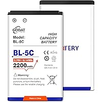 GOBAT 2Pcs BL-5C Battery,2200mAh High Capacity Battery Compatible for Devices Uses BL-5C Battery Radio BT Speaker Camera