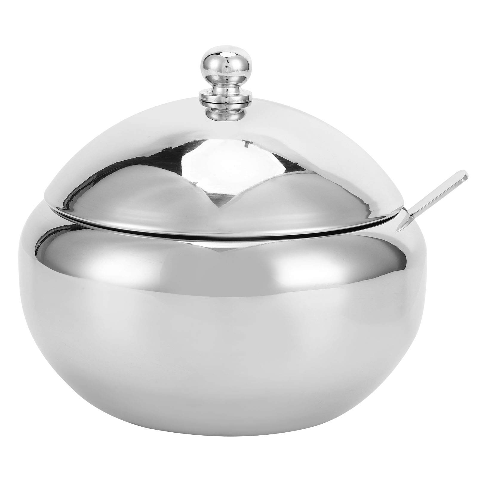 Natudeco Sugar Bowl Seasoning Jar Stainless Steel with Lid and Spoon Salt Sugar Coffee Storage Jar Polished Brushed Antioxidant Container Household(Large)