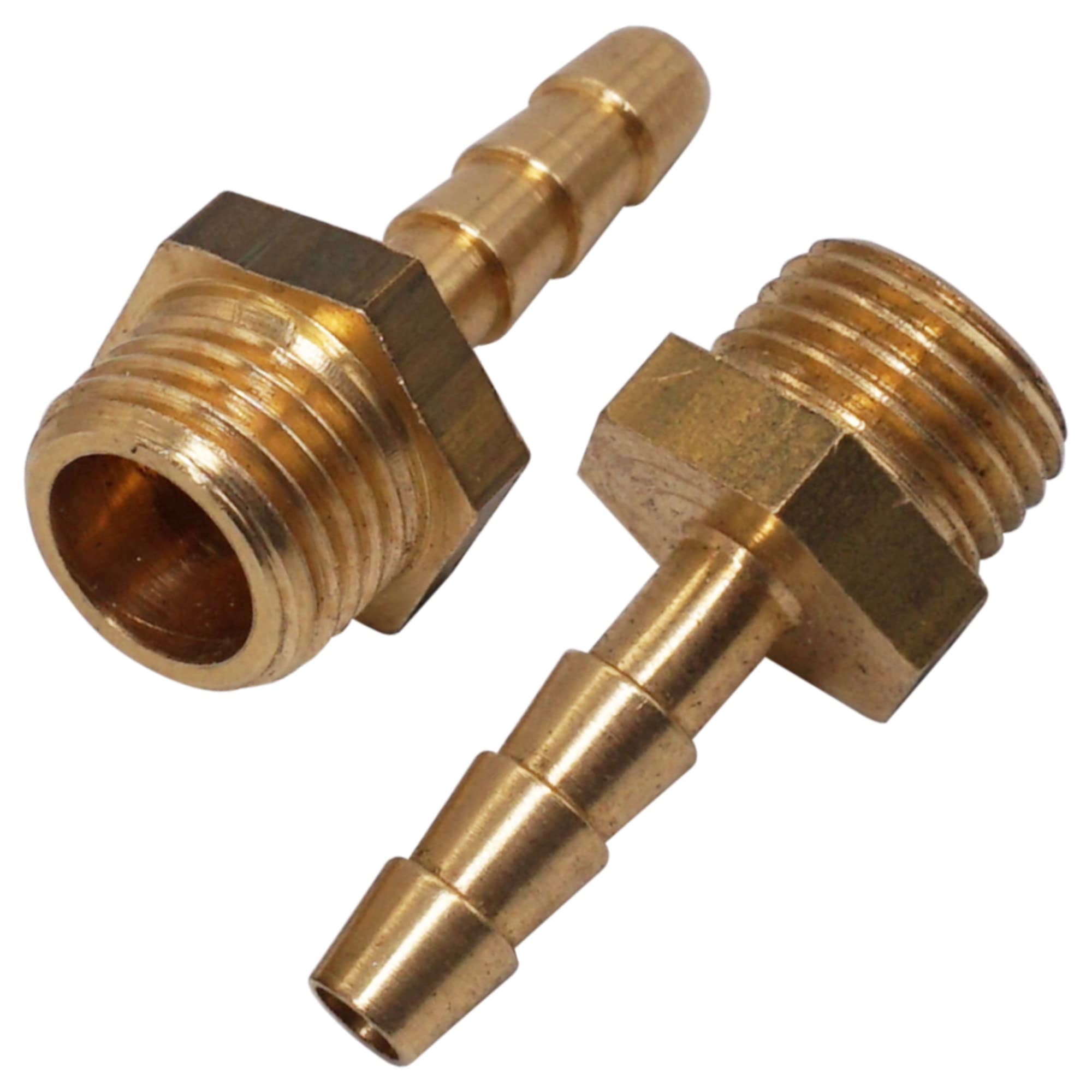 SKIR'CO 2 pcs Male Thread Barb Brass Fitting 1/4" x 6 mm, Hose Barbed Adapter, Hose Tail Connector, BSP Thread
