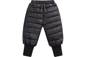 Happy Cherry Kids Down Pants Baby Boys Girls Windproof Warm Snow Pants Winter Thicker Elastic Waist Trousers
