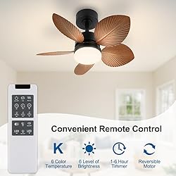 DAKASON Tropical Ceiling Fan with LED Light and 5