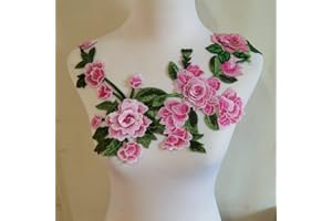 ZALALAA 3pcs/Set Flowers Embroidered Patch Sticker for Clothing Jacket Jeans Lace Applique DIY Clothes Decorations Fabric Patches (Color D Pink)