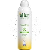 Alba Botanica Sensitive Sunscreen Spray for Face and Body, Fragrance-Free, Broad Spectrum SPF 50, Water Resistant, 5 fl. oz. Bottle