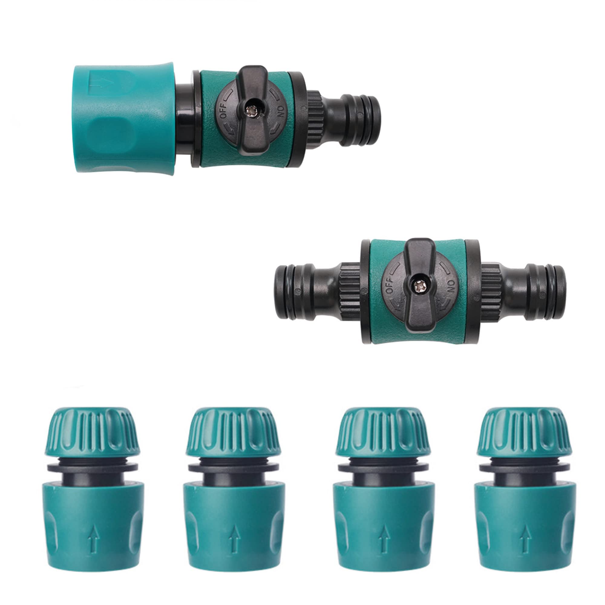 Topways Quick Release in Line Shut Off Valve for Join Garden Hose Pipe Tube, Double Male Connector Valve Extender with Matching Hose End Quick Connectors