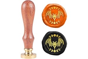 PH PandaHall Halloween Wax Seal Stamp Kit, 1 inch Bat Sealing Stamp Removable Retro Brass Head Stamp with Wooden Handle for H