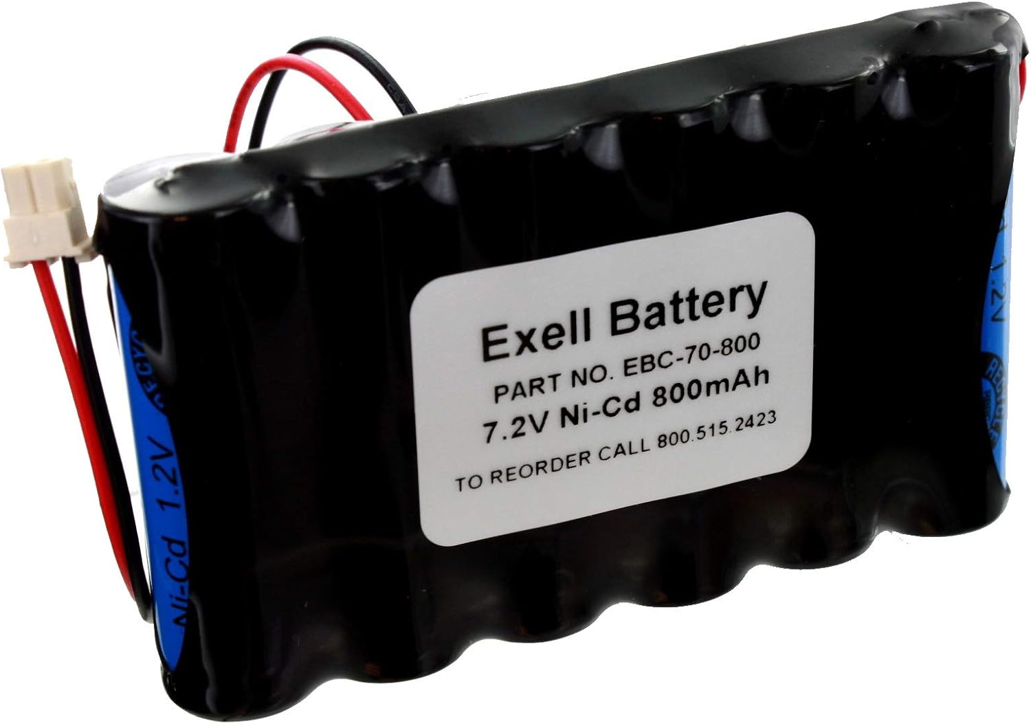 Exell NiCD 7.2V 800mAh Back-Up Replacement Battery for Security Alarm Systems for Honeywell K10145X10, Lynx LYNXRCHKIT-SCLYNXRCHKITHC, 55026089, 781410403291, Interstate NIC1247 Walynx-RCHB-SC