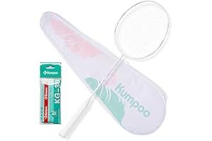 KUMPOO Professional Badminton Racket 5U | Carbon Fiber Badminton Racket Set with Grip Tape & Cover Bag | Pro Badminton Racquet Lightweight for Beginner, Intermediate Players Outdoor Games
