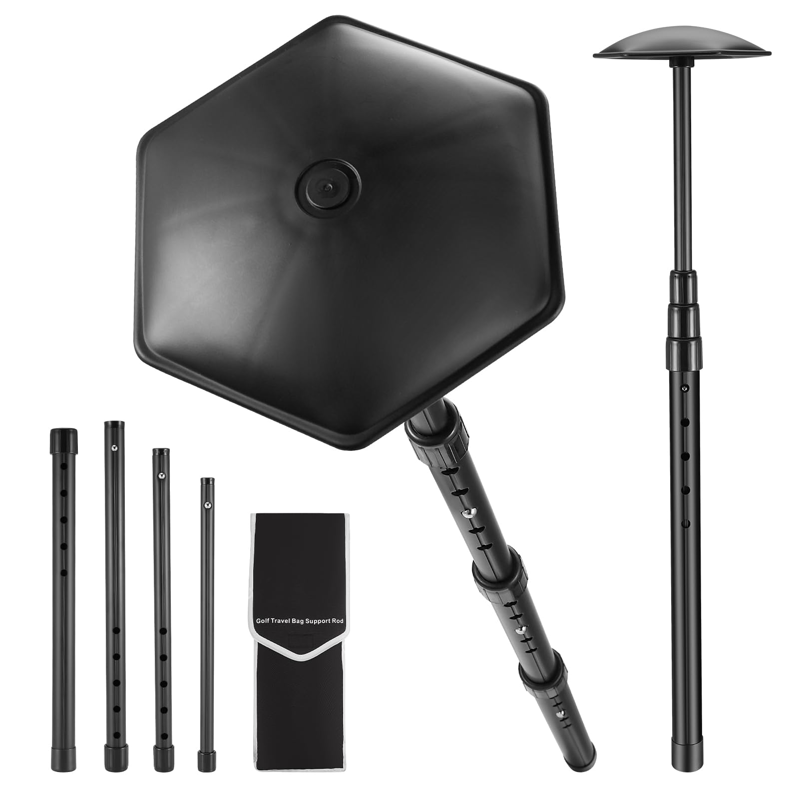 Golf Travel Bag Support Rod, Club Protector Pole Cover Aluminum Alloy Adjustable 4 Telescoping Section, Golf Support Stick, Golf Club Bag Accessories Support System for Golf Bag, Durable Portable