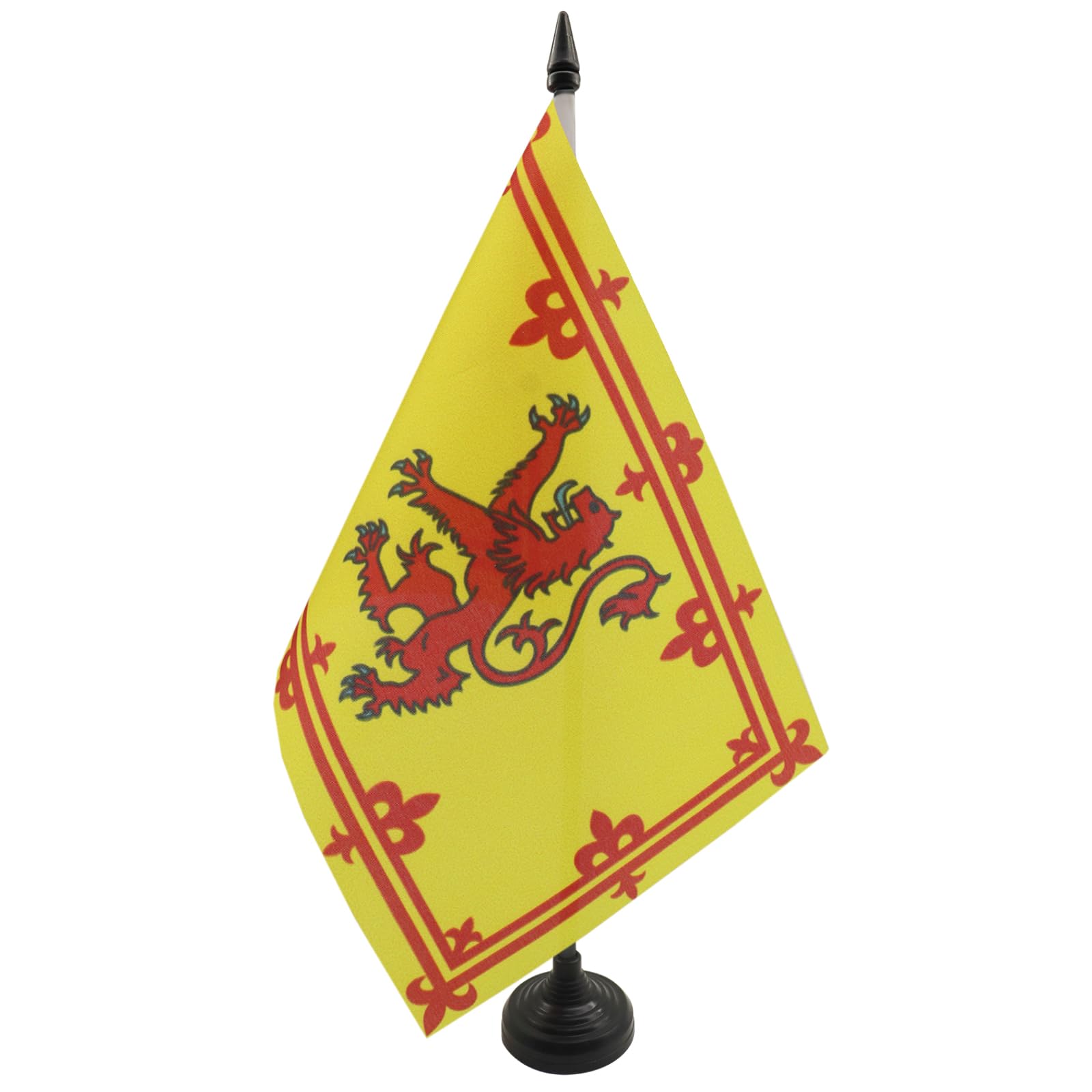AZ FLAG Kingdom of Scotland Table Flag 5'' x 8'' - Royal Scottich Office Decoration 100% Polyester 21 x 14 cm - Mini Desk Flag with Pole and Black Plastic Base
