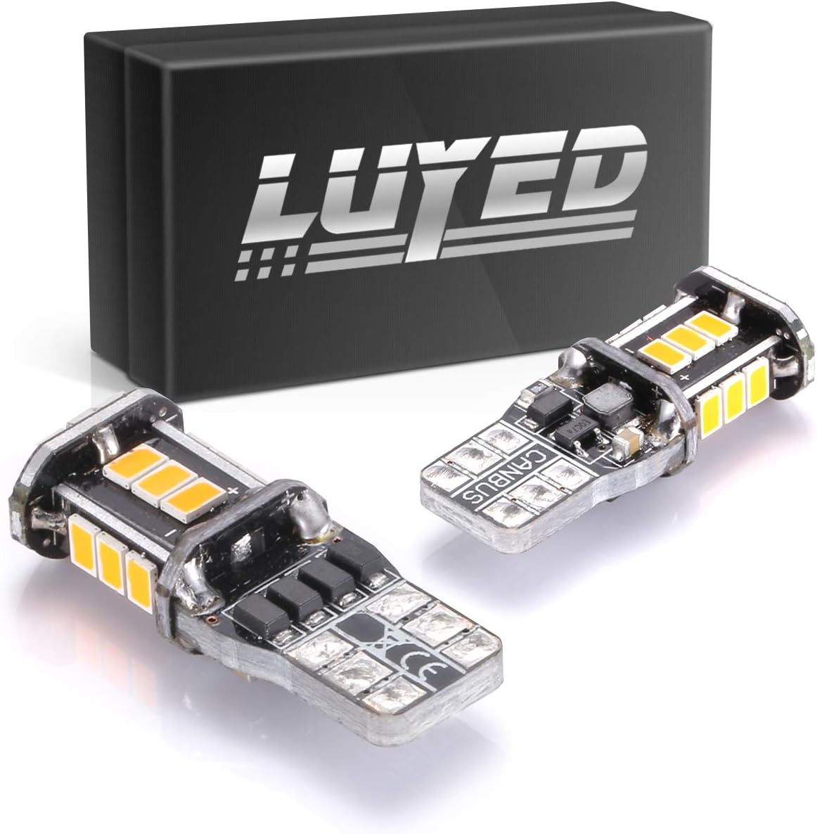 LUYED 2 X 350 Lumens Extremely Bright 3020 18-EX Chipsets W5W 194 168 2825 Led Bulbs,Amber