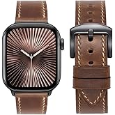Horween Leather Band Compatible with Apple Watch Band 49mm 46mm 45mm 44mm 42mm, Handmade Soft Vintage Casual Band for iWatch Ultra 2/1 SE Series 10 9 8 7 6 5 4 3 2 1 Men and Women