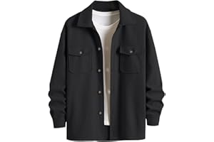 ZAFUL Men's Checked Plaid Color Block Flap Pocket Woolen Turn Down Collar Unisex Coat Long Sleeve Jacket