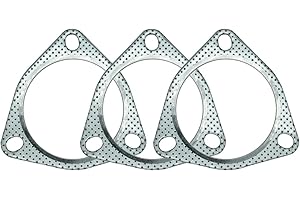 SHINTONES 3 PCS 3.5 inch 3-Bolt Exhaust Flange Gasket Turbo/Manifold/Header Down/Dump Pipe Flange, High Temperature Graphite for Headers, Catback, Axleback, MLSG High Temp Exhaust Gasket