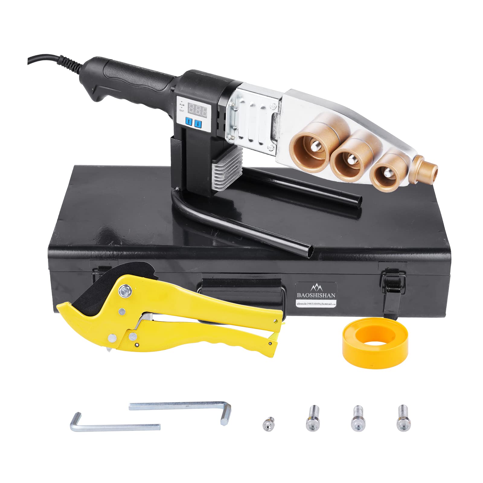 BAOSHISHAN Pipe Fusion Welder Handheld Socket Fusion Welder Digital Display Hot-melt Plastic Welding Machine for PPR, PE, PP (20-63mm) Pipes 1000W