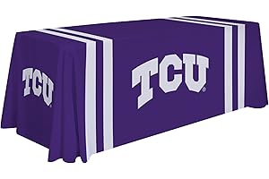 VICTORY CORPS TCU Horned Frogs 6' College Sports Printed Table Throw - NCAA Licensed - Polyester Draped - School Tablecloth (Purple, White)