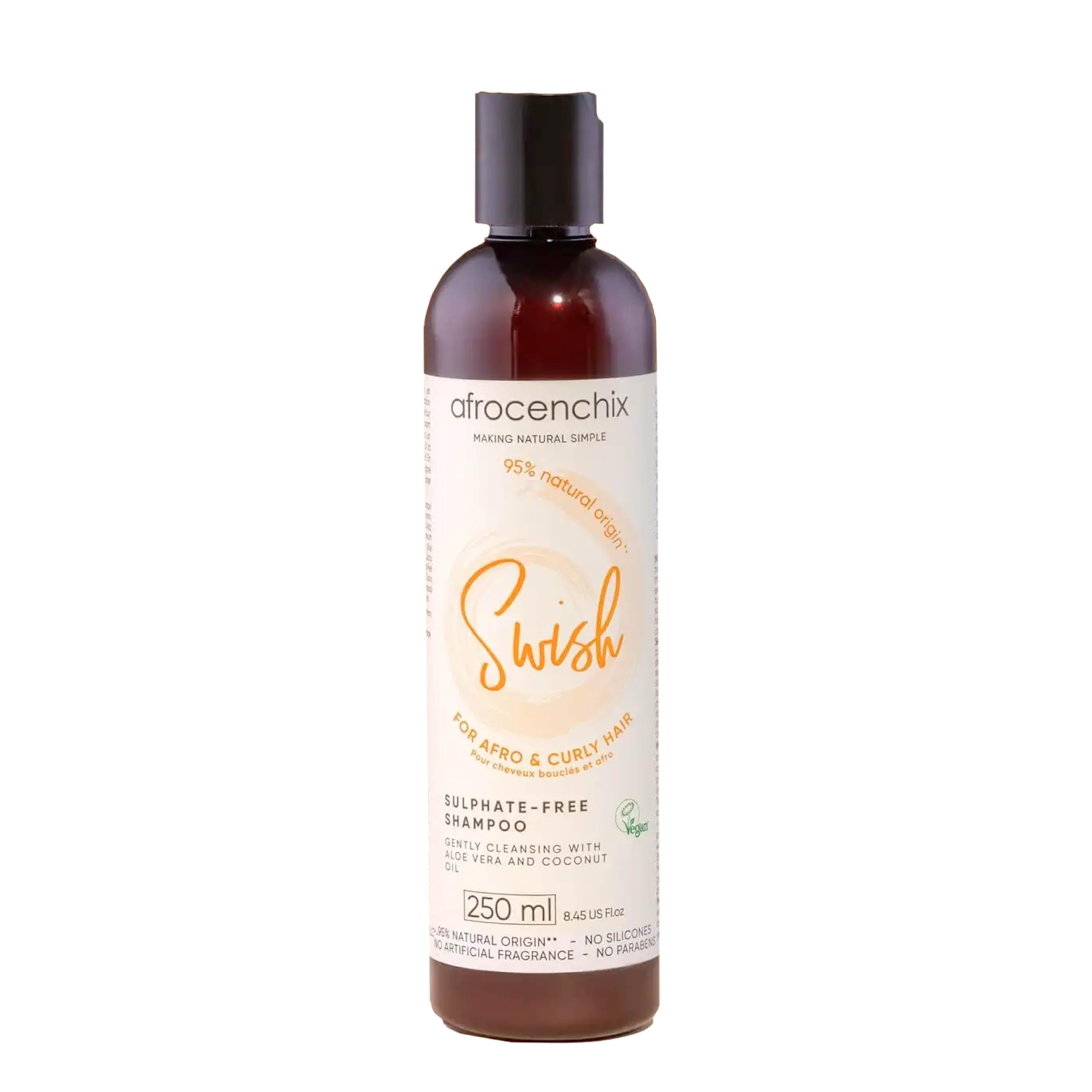 Afrocenchix Swish Cleansing & Hydrating Shampoo, with Aloe Vera & Coconut Oil extracts to Gently Cleanse, Remove Buildup, Add Moisture & Promote Healthy Cell Growth for Afro & Curly Hair, 250 ml