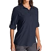 Women's UPF 50+ UV Sun Protection Safari Shirts Outdoor Long Sleeve Quick Dry Cool Lightweight Fishing Hiking Travel Shirts