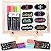 Liquid Chalk Markers - 8 Colored Erasable Chalk Pens + 8 Reusable Labels, Dry/Wet Erase Chalkboard Markers Perfect for Window Paint, Stencil Maker