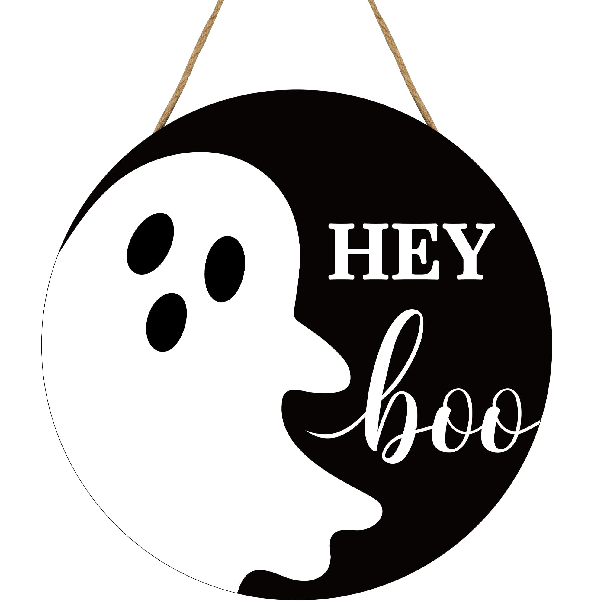 Photo 1 of Halloween Ghost Door Sign Ghost Wooden Door Hanger for Front Doors Hey Boo Welcome Hanging Signs Spooky Ghosts Doors Wreath Sign for Halloween Porch Yard Wall Home Party Decorations