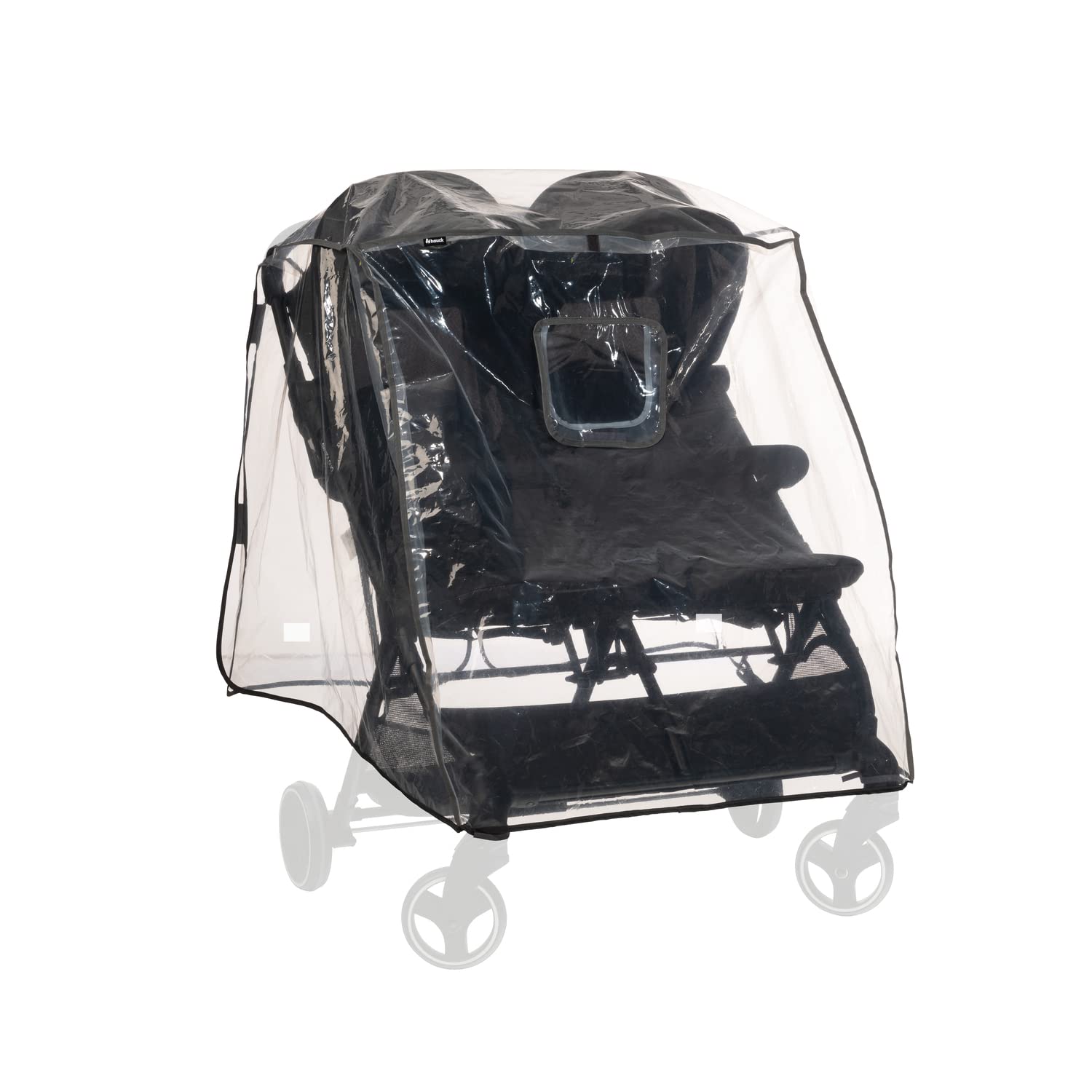 Hauck Universal Duo & Twin Puschair Rain Cover, Transparent - Fits Most Side by Side Pushchair & Stroller Seats, Waterproof & Durable, with Access Window, Reflective Trim, Foldable