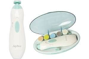 Baby Nail File Electric Nail Trimmer - Jaybva Safe Baby Nail Clippers Cutter for Newborn Children Toddlers Kids with LED Light Blue and Green