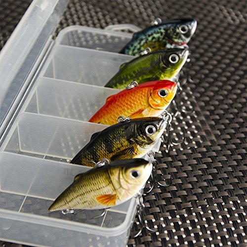 FOVONON Crankbaits Set Lure Fishing Hard Baits Swimbaits Boat Ocean Topwater Lures Kit Fishing Tackle Minnow Vib Set for Trout Bass Perch Fishing Lures with Box