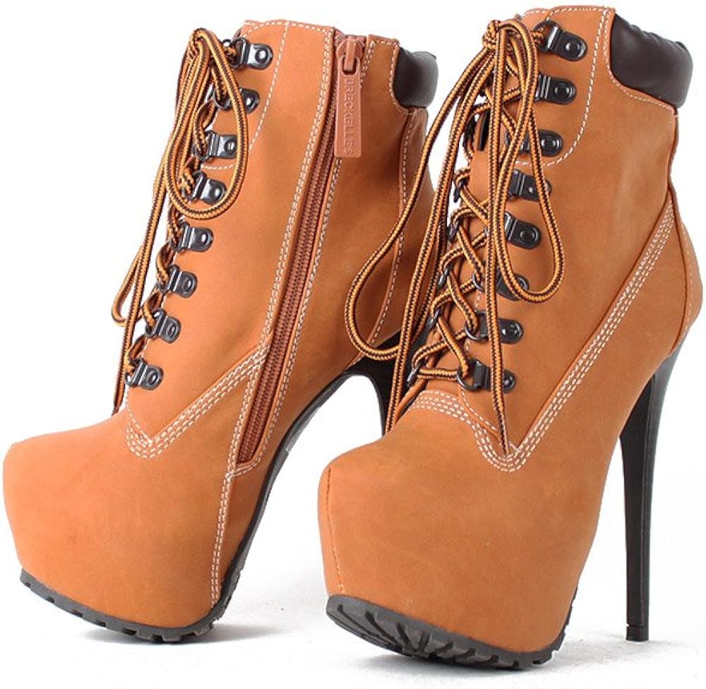 Breckelle S Blazer 11 Lace Up Hidden Platform Ankle Stiletto Bootie Camel Pu Brown Size 8 Amazon Co Uk Shoes Bags
