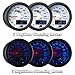 MaxTow Double Vision 35 PSI Turbo Boost Gauge Kit - Includes Electronic Pressure Sensor - White Gauge Face - Blue LED Illuminated Dial - Analog & Digital Readouts - for Trucks - 2-1/16