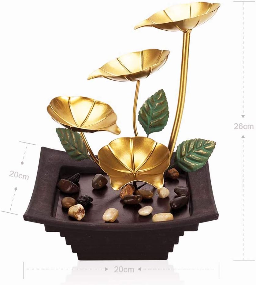 Ferrisland Lily Waterfall Fountain Indoor Tabletop Fountain Water Over Metal Flowers and Leaves, Electric Pump, Soothing Calming and Relaxing Water Sound for Home Décor: Home & Kitchen