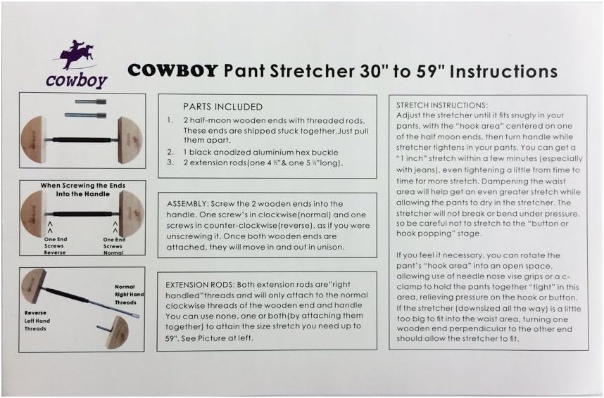Cowboy Pant Stretcher-Heavy Duty-Easy to Use-Instant Stretch-30 to 59" Stretch Range: Home & Kitchen