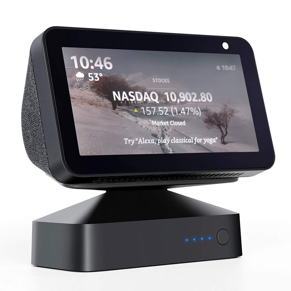GGMM Echo Show 5 Adjustable Battery Base Stand Accessories, ES5 Battery Stand for Alexa Echo Show 5 Smart Speakers, Magnetic Attachment, Black (Show 5 Not Included)