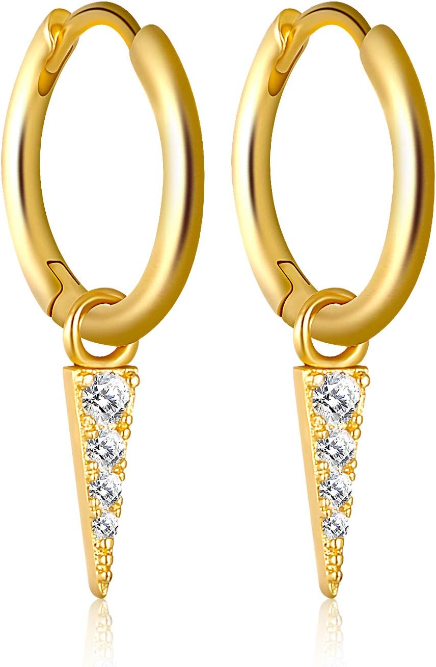 KOSINER18K Huggie Hoop Earrings for Women, 925 Silver/Gold Hoop Earring, Chunky Gold Hoop Earrings With Diamond for Women Wife Mom Fashion Gifts for Christmas