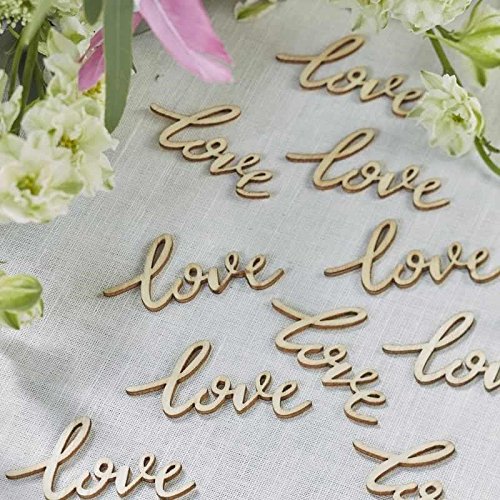 Ginger Ray BH-732 Love Wooden Table Confetti-25 Pieces