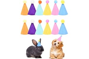 12pcs Mini Party Hats for Stuffed Animals, Birthday Party Cone Hats Dolls Dog Cat Rabbit Puppies Assorted Animal (12 Pack A)