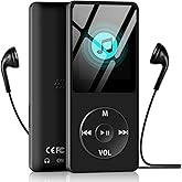 MP3 Player with Bluetooth 5.0, 1.8 inch Screen Portable Music Player with HD Speaker, HiFi Music Supports FM Radio, Voice Recorder, Supports Expanded Up to 128GB(Black, 32GB)