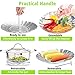 Vegetable Steamer Basket Stainless Steel Steamer Insert for Steaming Veggie Food Seafood Cooking, Metal Handle and Foldable Legs, Collapsible to Fit Various Pot Pressure Cooker, 5.3