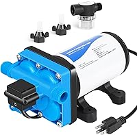 DC HOUSE Water Pressure Booster Pump 110V 5.0GPM 55PSI with Power Plug, 110 Volt AC Self Priming Diaphragm Pump for Water Tra