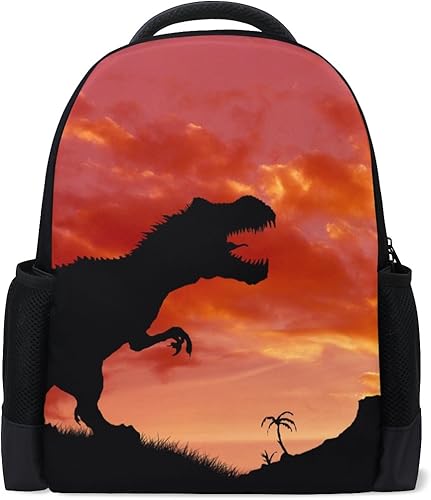 Amazon マキク Makiku リュック 大容量 おしゃれ レディース 軽量 メンズ 通学 高校生 中学生 リュックサック プレゼント対応 恐竜 夕焼け オレンジ Makiku マキックー リュックサック