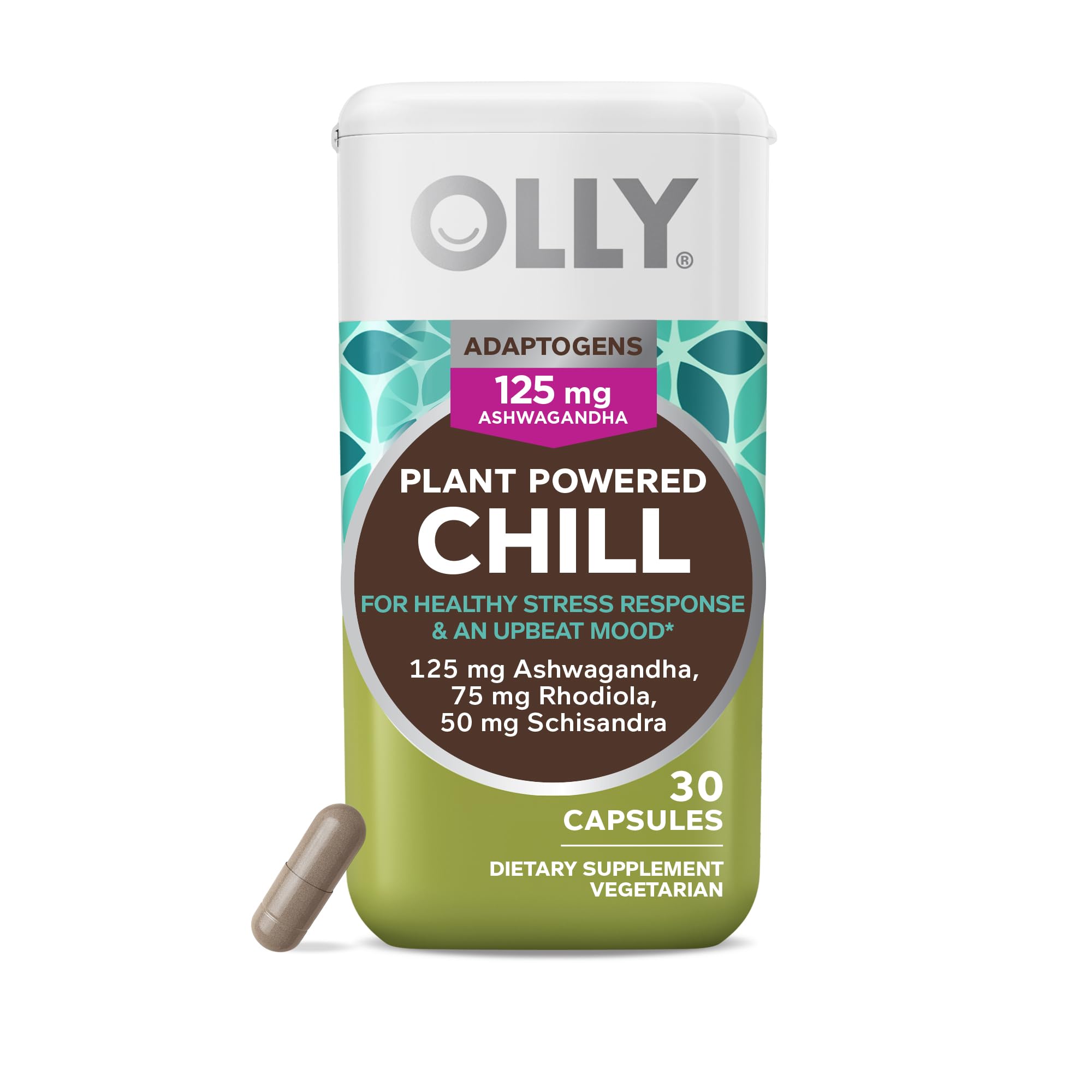 Photo 1 of OLLY Chill Adaptogen, Ashwagandha, Mood Support Supplement with Rhodiola Root, Vegetarian Capsules - 30ct