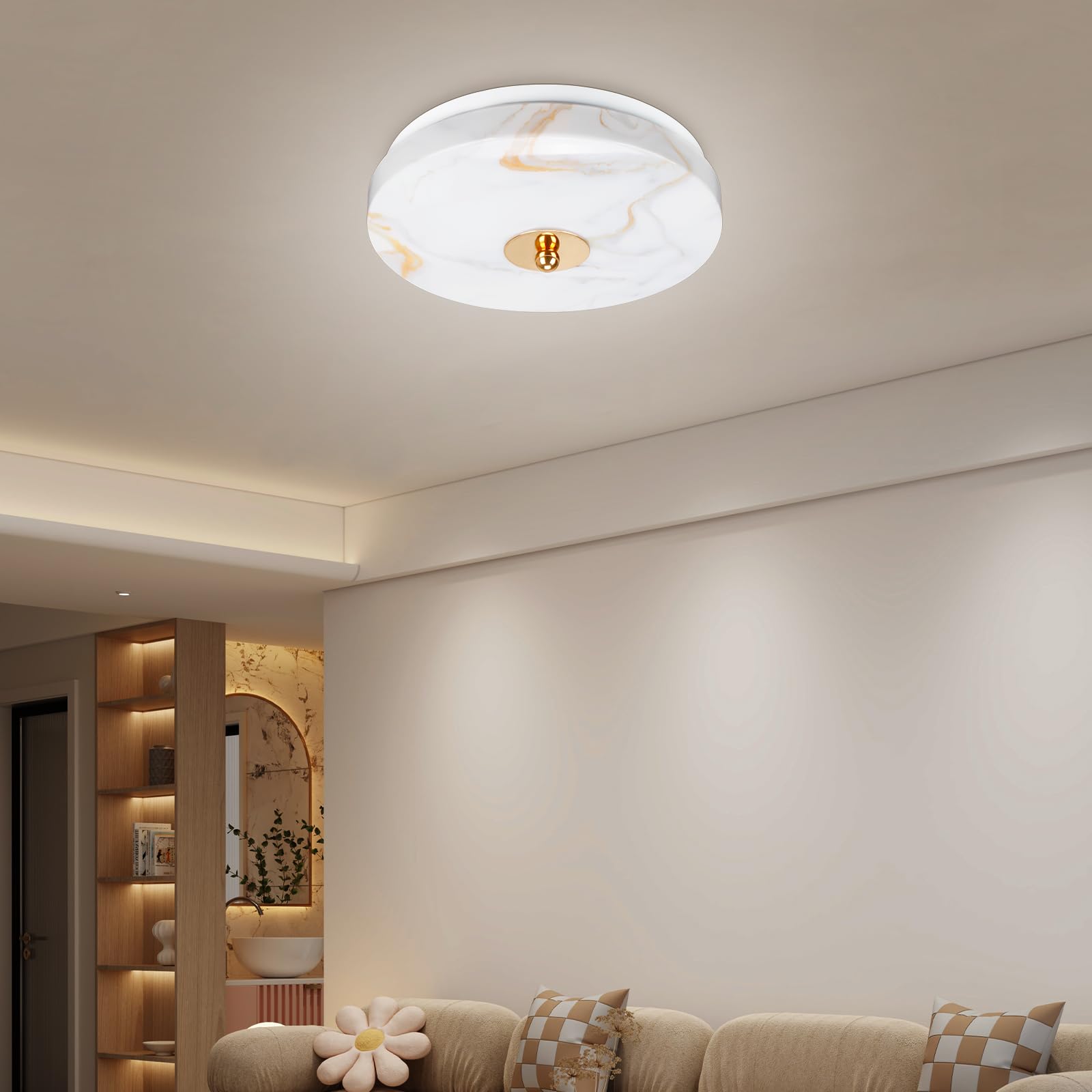 VIPMOON Super Brightness 22W 30W 42W 70W LED Ceiling Light, Gem Shell Light Fitting Suitable for Bedroom, Living Room (Modern, 22W)