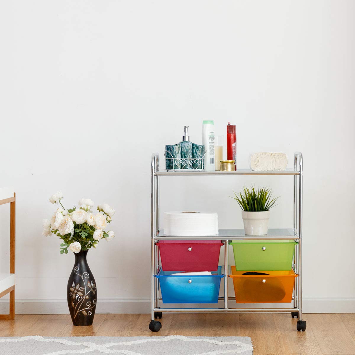 Modell 1 COSTWAY Badrollwagen Schubladen Küchenwagen Rollwagen