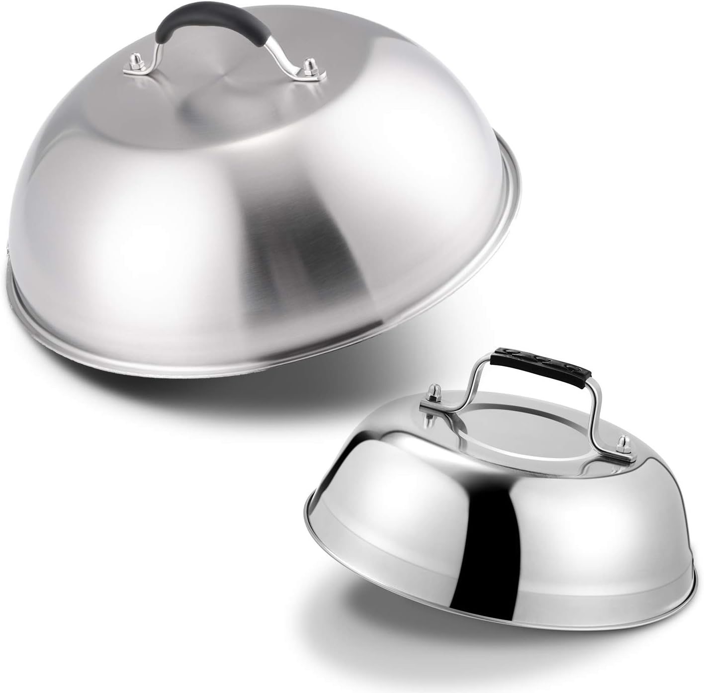 2 Pack Heavyduty Cheese Melting Dome Set 18/8 Stainless Steel Griddle Grill Accessories