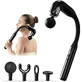 Guangkegaoping Massage Gun with Extended Handle, 10MM Massage Gun Deep Tissue, Electric Neck and Back Massager with 5 Speeds, 3 Modes for Home, Athletes