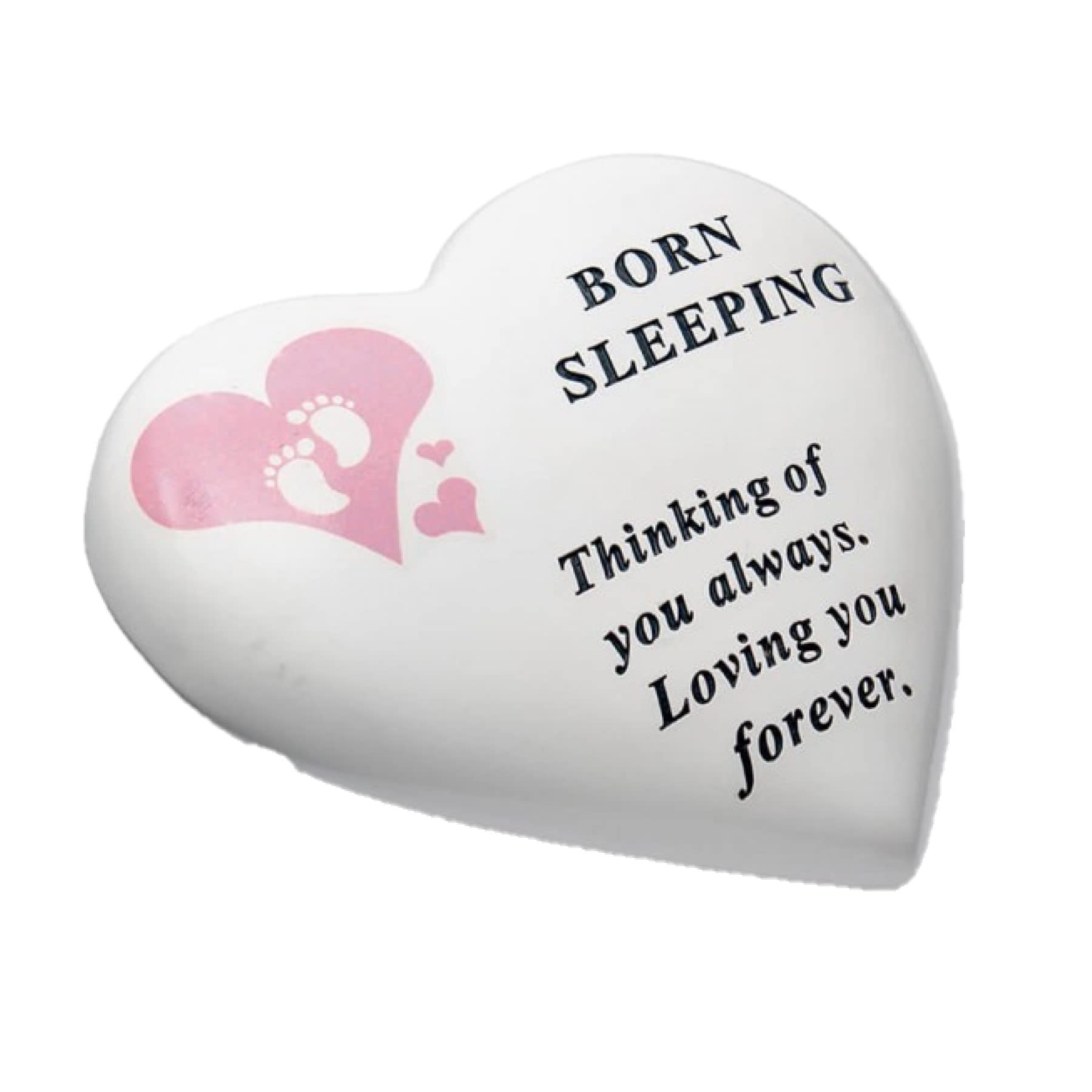 Baby Graveside Memorial Heart Ornament Footprints - Born Sleeping - Pink/Girl 2499