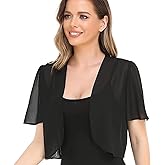 BOCOSO Women's Shrug Chiffon Short Sleeve Open Front Bolero Cardigan, Outerwear Shirt Tops, Summer Chiffon Blouse Shawl Cape