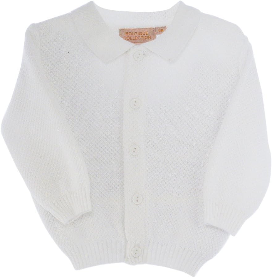 Boutique Collection Cardigan Sweater for Baby White with Collar - 3M